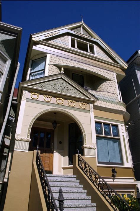 San Francisco Blue House Facade Stock Image - Image of city, exterior ...