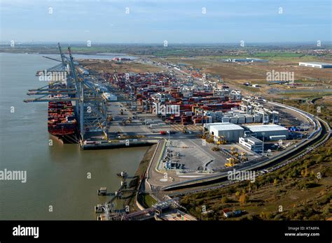 Aerial View Of London Gateway Port And Dock Stock Photo Alamy