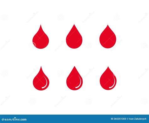 Red Blood Drop Icon Set Red Droplet Illustration Symbol Stock