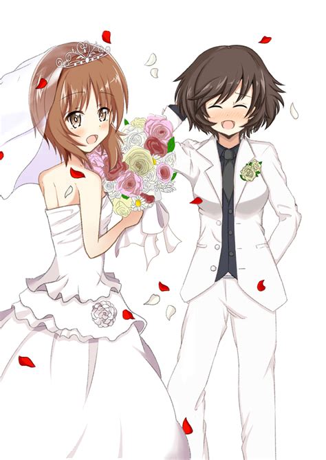 The Big Imageboard Tbib Akiyama Yukari Bare Shoulders Blush Bouquet