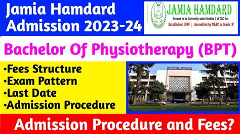 Jamia Hamdard Bpt Admission 2023 Admission Procedure And Fees