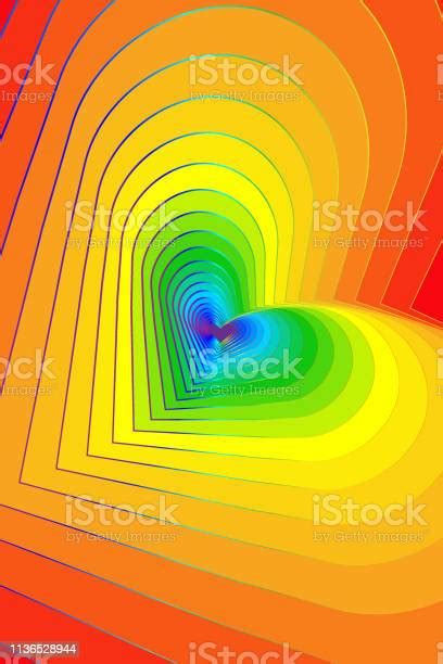 마음의 형태로 무지개 색상 기하학적 그라데이션 벡터 일러스트 색상 묘사에 대한 스톡 벡터 아트 및 기타 이미지 색상 묘사