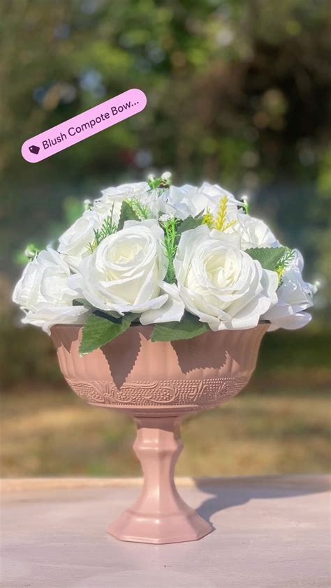 Blush Wedding Centerpiece Compote Bowl Floral Centerpiece Bridal Shower Pedestal Vase