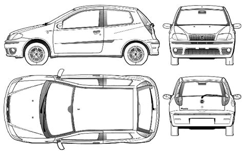 Fiat Punto Hatchback Blueprints Free Outlines