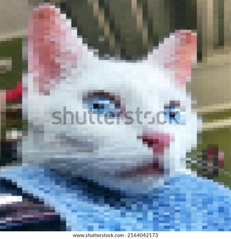 White Cat Pixel Art Blue Eyes Stock Illustration 2164042173 Shutterstock