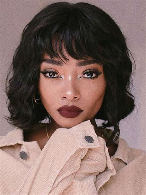 Short Body Wave Bob Synthetic Wig With Bangs For Women Shein Usa