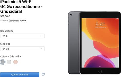 Consomac Un iPad mini 5 à 389 sur le Refurb Store