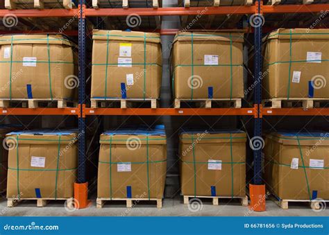 Cargo Boxes Storing At Warehouse Shelves Stock Photo Image Of Cargo