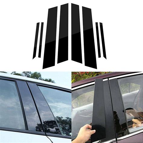 Glossy Black Window Pillar Posts Trim Cover Fit For Honda Civic