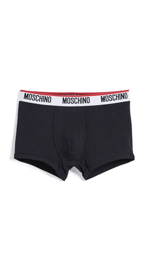 Moschino Pack Of Two Tape Slim Fit Stretch Cotton Trunks In Black