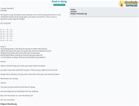 Chord: Dead or Dying - tab, song lyric, sheet, guitar, ukulele | chords.vip
