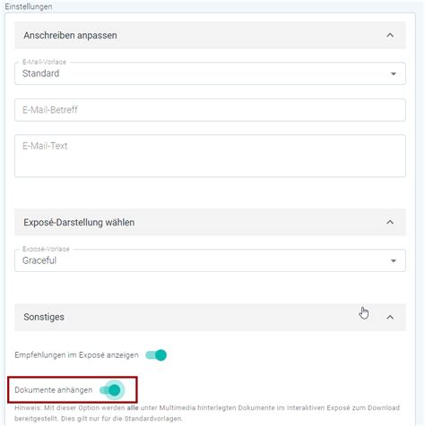 Interaktives Exposé V1 Dokumente anhängen FLOWFACT Serviceportal