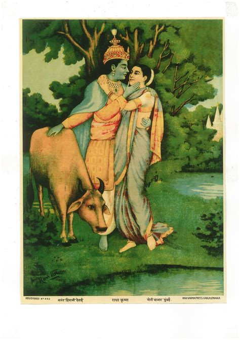 Buy RAJA RAVI VARMA Original LITHOGRAPH RADHA KRISHNA Signed Online