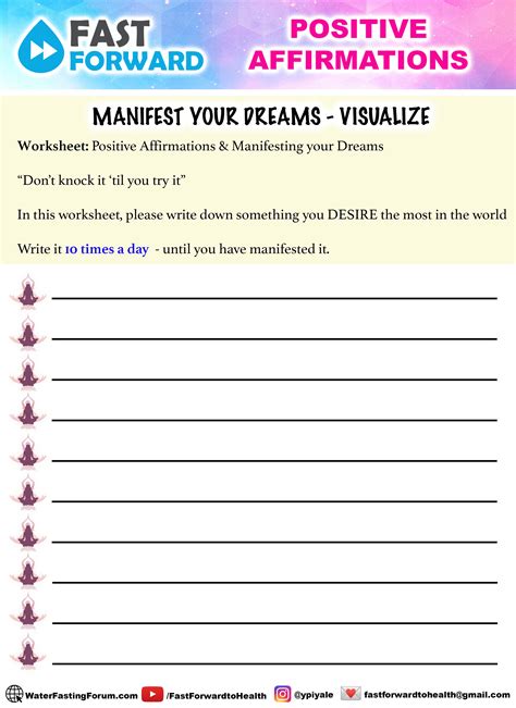 Affirmation Worksheet Printable Positive Affirmation Workshe