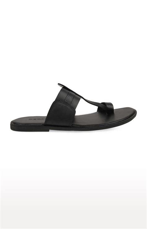 Men's Black Leather Sandals