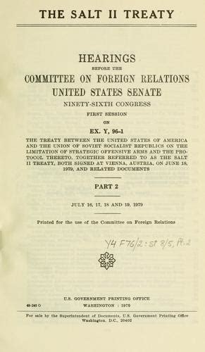 The Salt Ii Treaty By United States Congress Senate Committee On