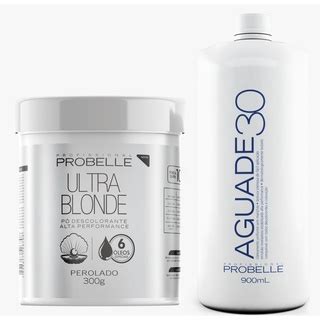 Kit Pó Descolorante Probelle Perolado Ultra Blonde 300g Água Oxigenada Cremosa 30 vol 900ML