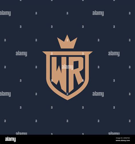 Wr Monogram Initial Logo With Shield And Crown Style Design Ideas Stock