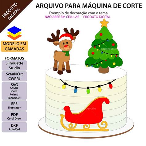 ARQUIVO Topo de bolo Reninha Árvore De Natal Topo e corte