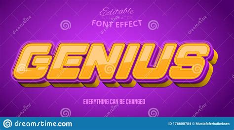 Genius Text 3d Purple And Orange Editable Font Effect Stock