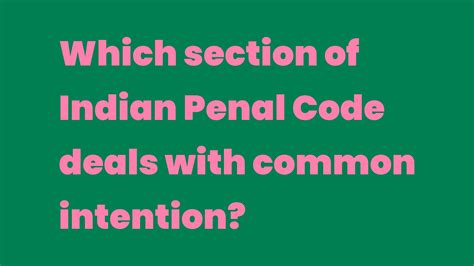 Which Section Of Indian Penal Code Deals With Common Intention Write