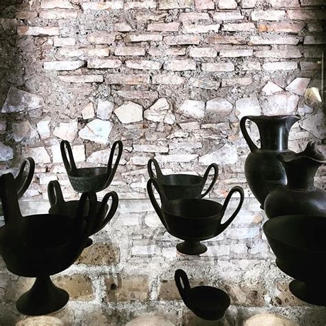 Etruscan Vases Beautifully Displayed At The Museum In Cerveteri