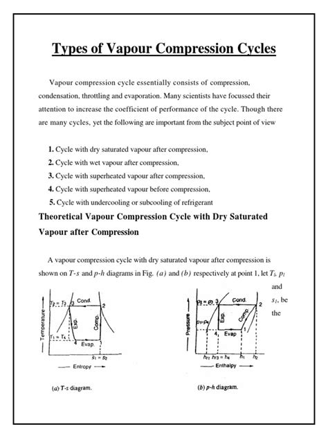 Types Of Vapour Compression Cycles Pdf Phases Of Matter Thermodynamic Properties