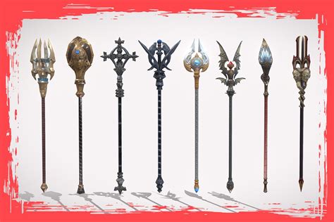 Fantasy Battle Staffs 3D 武器 Unity Asset Store