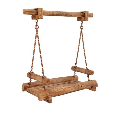 Hanging Wooden Swing With Chain On Transparent Background AI Generative