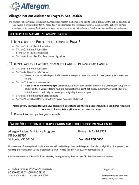 Allergan Patient Assistance Program 2020 2024 Form Fill Out And Sign Printable Pdf Template