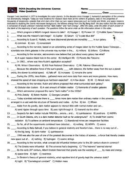 Pbs Nova Decoding The Universe Cosmos Video Questions Worksheet