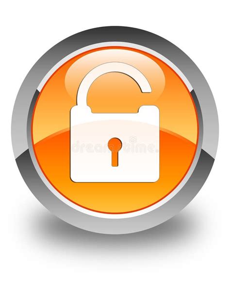 Unlock Icon Glossy Orange Round Button Stock Illustration