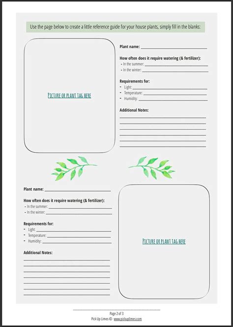 Free Printable Plant Care Sheet