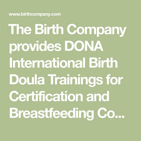 The Birth Company Provides Dona International Birth Doula Trainings For