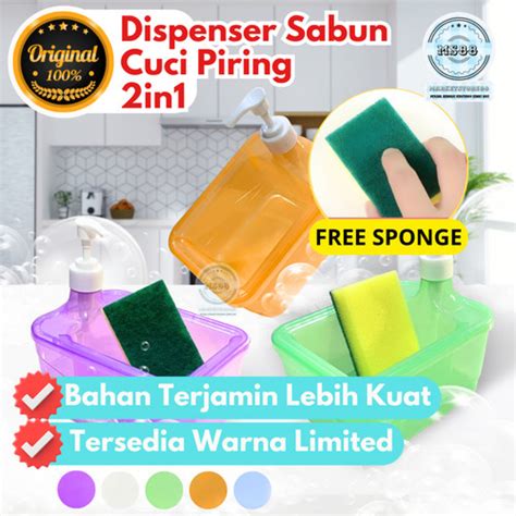 Jual Dispenser Sabun Cuci Piring 2in1 Bulat Tempat Sabun Cair Cuci