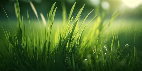 Premium AI Image | Green grass in the sunlight