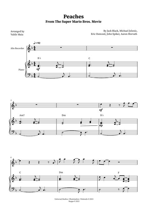 Peaches Arr Valdir Maia By Jack Black Sheet Music For Recorder Solo At Sheet Music Direct