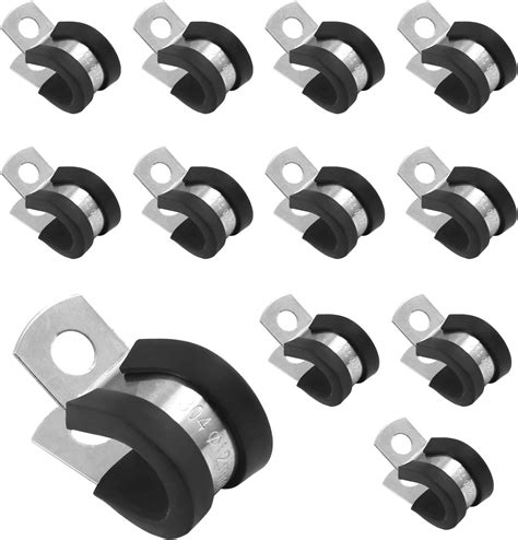 12 Pack 12 Inch R Type Cable Clamps Stainless Steel Pipe Clamp Rubber Clamp Cushioned