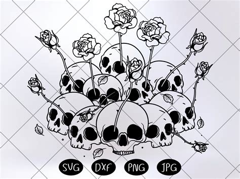 Skulls Roses Flowers Graphic By Celestialillustart · Creative Fabrica