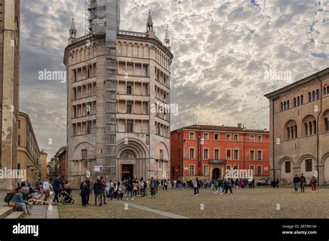 Piazza Del Duomo With The Baptistery Of Parma Cathedral