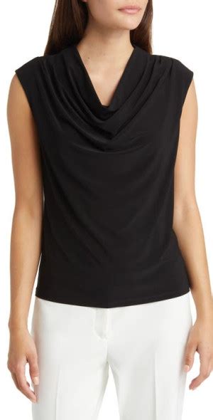 Anne Klein Journey Sleeveless Cowl Neck Top In Anne Black