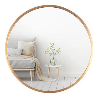 Round Copper Framed Wall Mirror Contemporary Bathroom Mirrors