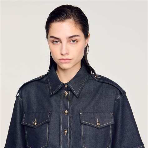 Denim Shirt Blue For Women Sandro Paris