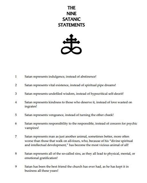 The Nine Satanic Statements From The Satanic Bible By Anton Lavey Laveyansatanism