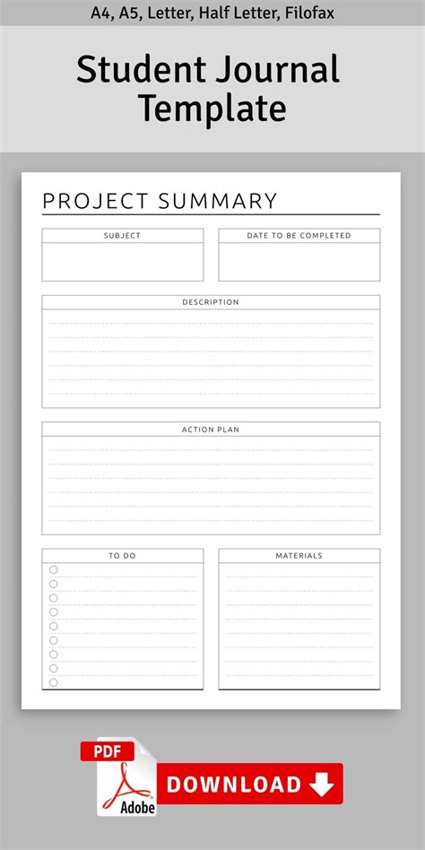 Student Journal Template Notes Aesthetic Template Productivity