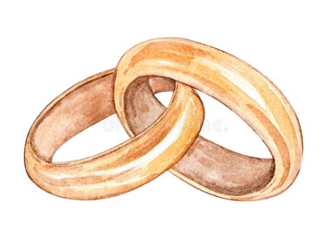 Watercolor Wedding Rings Illustration Isolated On White Stock