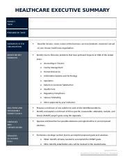 Healthcare Executive Summary Template Docx Healthcare Executive