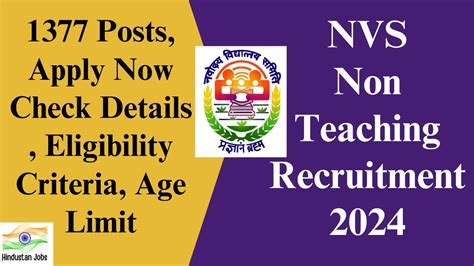 Nvs Non Teaching Recruitment Posts Apply Now