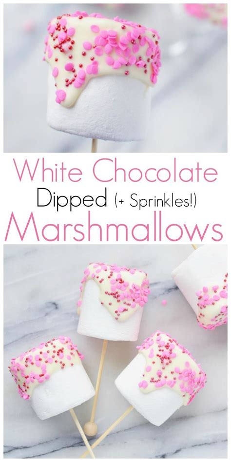 Valentine S Day White Chocolate Dipped Marshmallows With Sprinkles