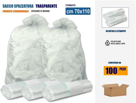 Sacchi Spazzatura Trasparenti In Plastica Pe Ld Cm X Litri